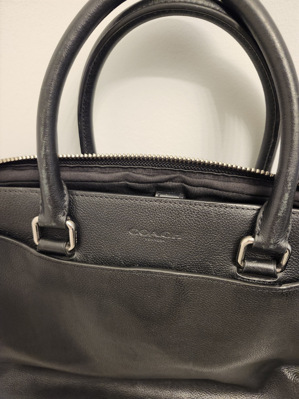 Coach Black Leather Satchel Bag Laptop Bag Removerable Strap